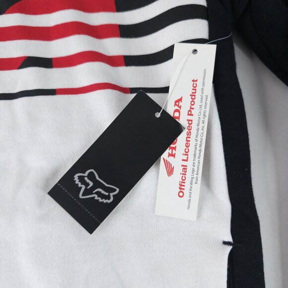 Honda Fox Racing Zip Hoodie Mens Medium Black Red White MX Motocross Jacket New - Picture 3 of 12